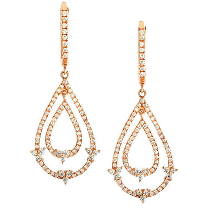 Sterling Silver Rose Gold Open Teardrop Earrings ,