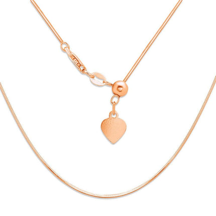 Sterling Silver Rose Gold Plated Adjustable Square Snake Chain ,