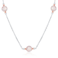 Sterling Silver Rose Gold Plated CZ By The Yard Necklace ,