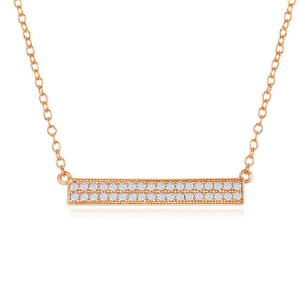 Sterling Silver Rose Gold Plated Double Row Bar Necklace ,