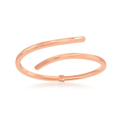 Sterling Silver Rose Gold Plated Double Wave Design Bangle ,