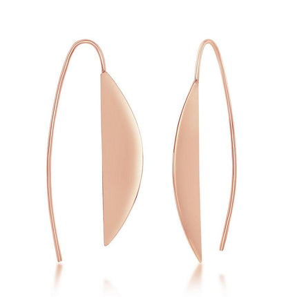 Sterling Silver Rose Gold Plated Half Moon Threader Earrings ,