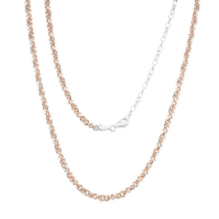 Sterling Silver Rose Gold Plated Infinity Chain, 7" ,