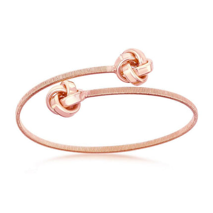 Sterling Silver Rose Gold Plated Love Knot Wire Bangle ,