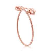 Sterling Silver Rose Gold Plated Love Knot Wire Bangle ,