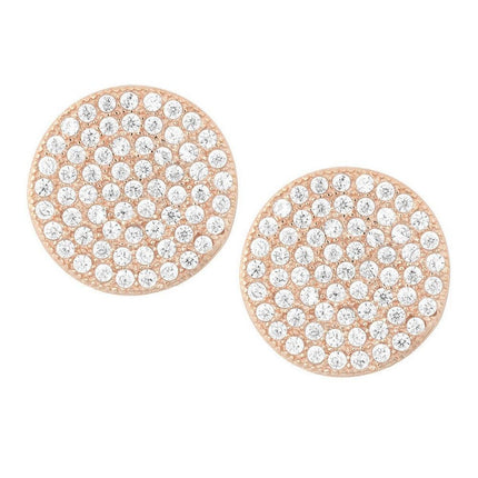 Sterling Silver Rose Gold Plated Micro Pave Stud Earrings ,