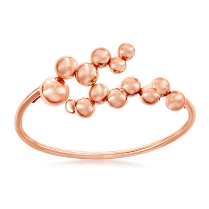 Sterling Silver Rose Gold Plated Multi Bead Bangle ,