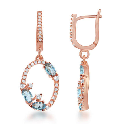 Sterling Silver Rose Gold Plated Open Oval Earrings ,