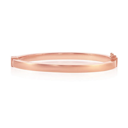 Sterling Silver Rose Gold Plated Plain Hinged Bangle ,