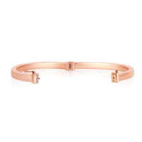 Sterling Silver Rose Gold Plated Plain Hinged Bangle ,