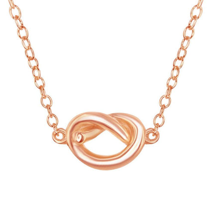 Sterling Silver Rose Gold Plated Small Love Knot Necklace ,