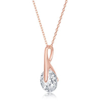 Sterling Silver Rose Gold Plated Spinning Round CZ Necklace ,