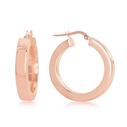 Sterling Silver Rose Gold Plated Square Hoop Earrings ,
