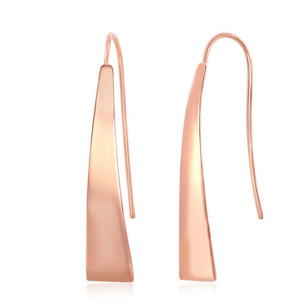 Sterling Silver Rose Gold Plated Triangle Earrings ,