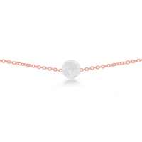 Sterling Silver Rose Gold Plated White Opal Disc Anklet ,