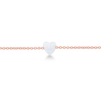 Sterling Silver Rose Gold Plated White Opal Heart Anklet ,