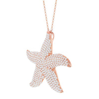 Sterling Silver Rose Gold Starfish Pendant Chain ,