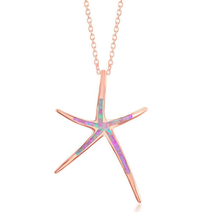 Sterling Silver Rose Gold Starfish Pendant ,