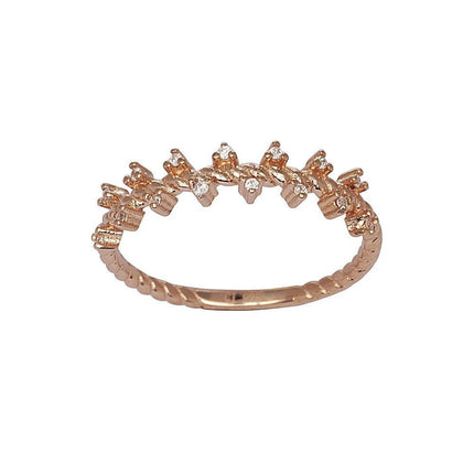 Sterling Silver Rose GP CZ and Rope Style Ring, Size 8 ,