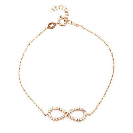 Sterling Silver Rose GP CZ Infinity Bracelet, 7" ,
