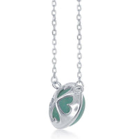 Sterling Silver Round African Amazonite Bezel Set Necklace ,