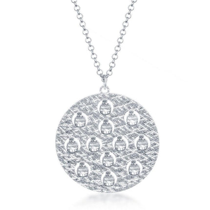 Sterling Silver Round Diamond Cut Beads Necklace ,