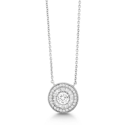 Sterling Silver Round Micro Pave Necklace ,