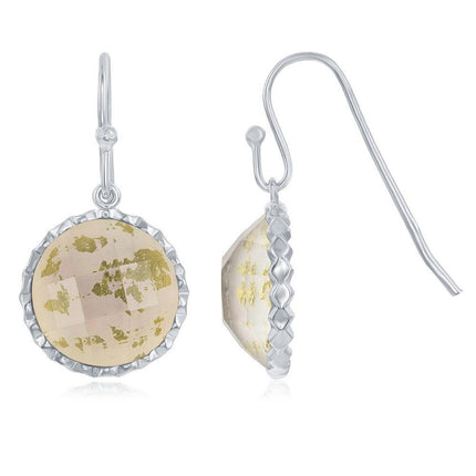 Sterling Silver Round MOP Doublet Earrings ,