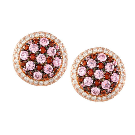 Sterling Silver Round Purple Micro Pave Earrings ,