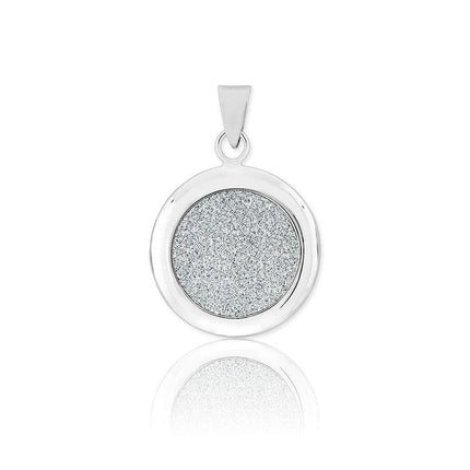 Sterling Silver Round Sparkly Silver Pendant ,