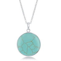 Sterling Silver Round Turquoise Pendant Chain ,