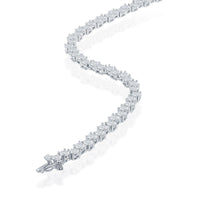 Sterling Silver Round Zig-Zag 4mm Cubic Zirconia Tennis Necklace ,