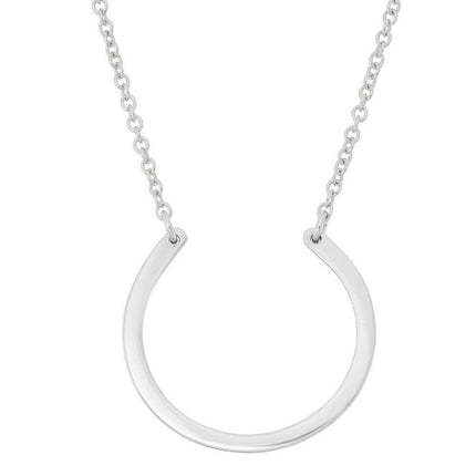 Sterling Silver Rounded Horseshoe Necklace ,