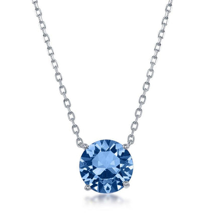 Sterling Silver Sapphire "December" Swarovski Element Necklace ,