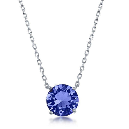 Sterling Silver Sapphire "September" Swarovski Element Necklace ,