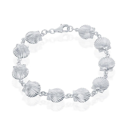 Sterling Silver Seashell Linked Bracelet, 8" ,
