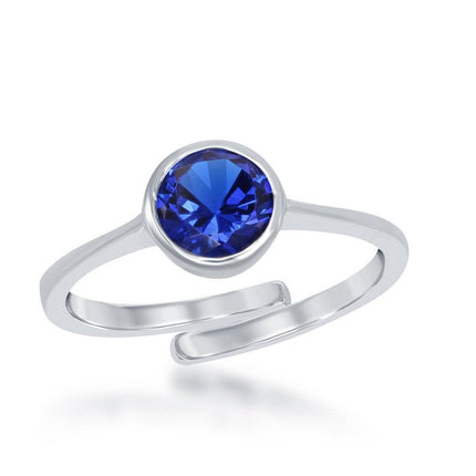 Sterling Silver "September" Sapphire Bezel Set Ring ,