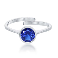Sterling Silver "September" Sapphire Bezel Set Ring ,