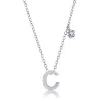 Sterling Silver Shiny "C" Necklace and Earrings Set ,