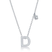 Sterling Silver Shiny "D" Necklace and Earrings Set ,