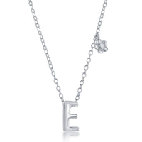 Sterling Silver Shiny "E" Necklace and Earrings Set ,