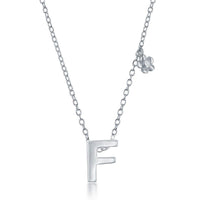 Sterling Silver Shiny "F" Necklace and Earrings Set ,