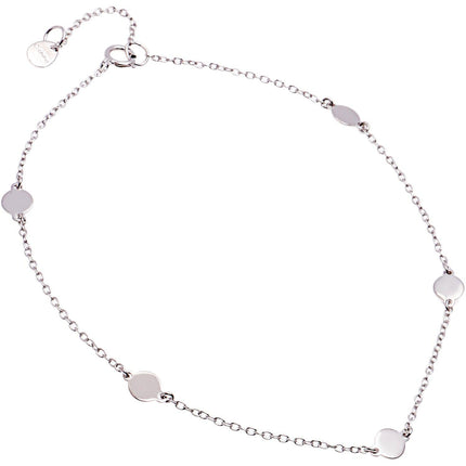 Sterling Silver Shiny Flat Circle Anklet ,