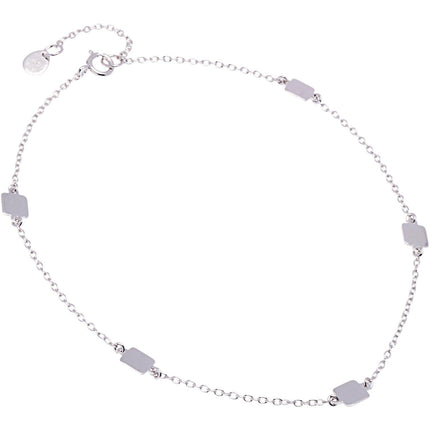 Sterling Silver Shiny Flat Square Anklet ,