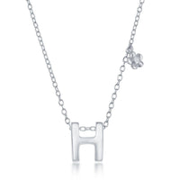 Sterling Silver Shiny "H" Necklace and Earrings Set ,
