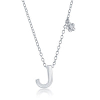 Sterling Silver Shiny "J" Necklace and Earrings Set ,