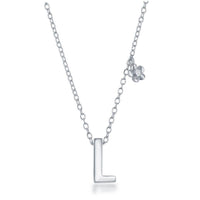 Sterling Silver Shiny "L" Necklace and Earrings Set ,