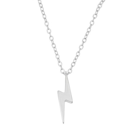 Sterling Silver Shiny Lightning Bolt Necklace ,