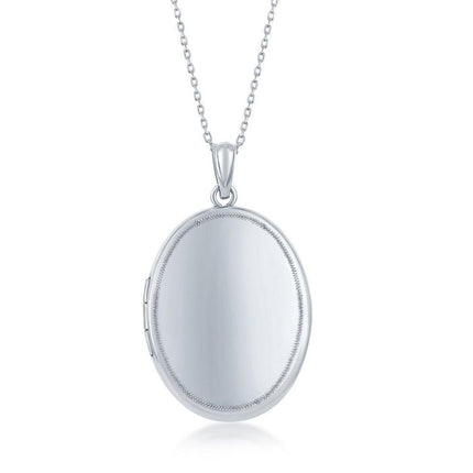 Sterling Silver Shiny Oval Locket ,