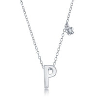 Sterling Silver Shiny "P" Necklace and Earrings Set ,